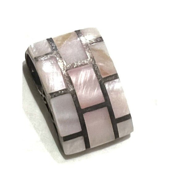925 Sterling Silver Vintage Real Mother-of-Pearl Slide Pendant - Picture 6 of 6